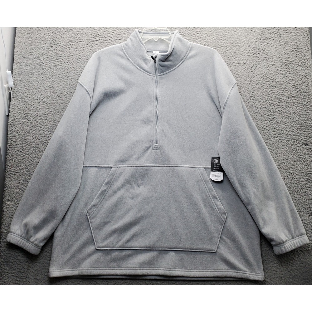 Xersion‎ Sweatshirt Mens 3XL Gray Polar Fleece Soft Loose Fit Mock Neck 1/2 Zip